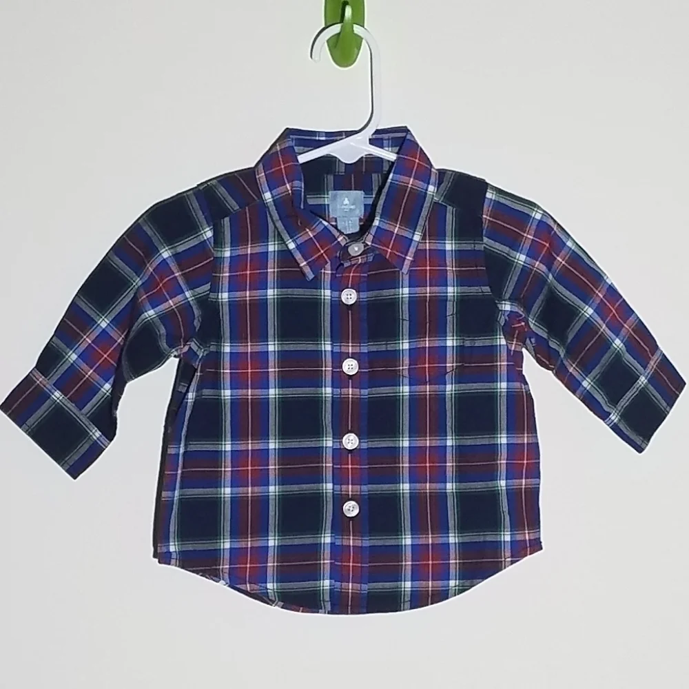 Gap Button Down Plaid Polo Shirt 3-6m